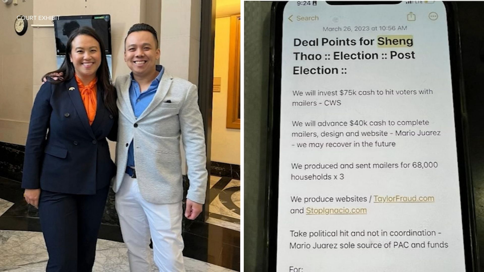 Photos, texts and videos detail alleged pay-to-play scheme in Sheng Thao trial
       — ABC 7 Bay Area