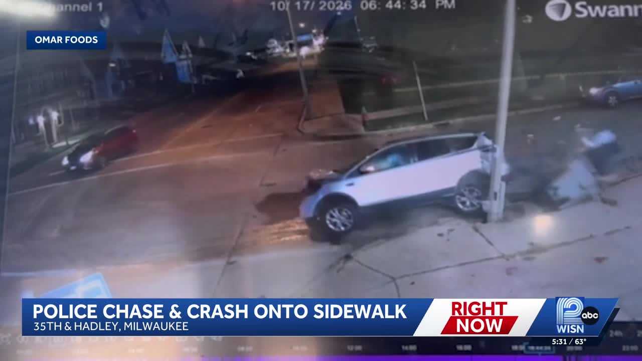 Video: Milwaukee police chase ends with crash onto sidewalk — WISN 12 Milwaukee, Healdsburg Community news